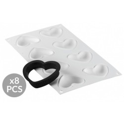 KIT PLAQUE SILICONE - 8 tartelettes cœur 80x70xht20 mm - 30ml