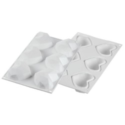 PLAQUE SILICONE 300X175 - 6 cœurs origami 82.6x74xht35 mm - 110ml