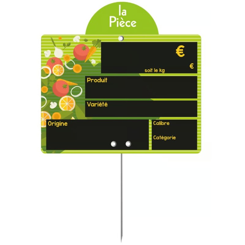 ETIQUETTE FARANDOLE 150x110 mm - VOCC, disque poids, pique inox (lot 