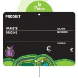 ETIQUETTE BON ET LOCAL 150x100 mm - VOCC, disque poids, pique inox (l