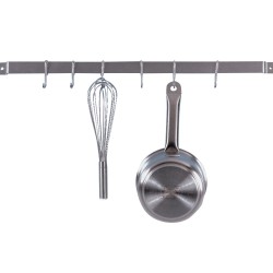 BARRE PORTE USTENSILES EN INOX LG 71 cm & 6 crochets