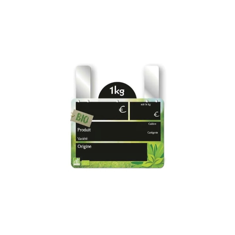 ETIQUETTE BIO FRAIS VOC 150x110 mm – Disque poids en haut, grandes pa