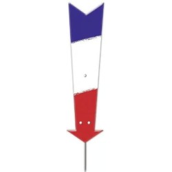 FLÈCHE 50x220 mm – Bleu/blanc/rouge neutre, pique inox (lot de 10)