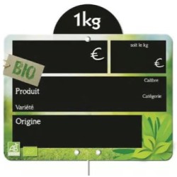 ETIQUETTE BIO FRAIS VOC 200x150 mm – Disque poids en haut, pique inox