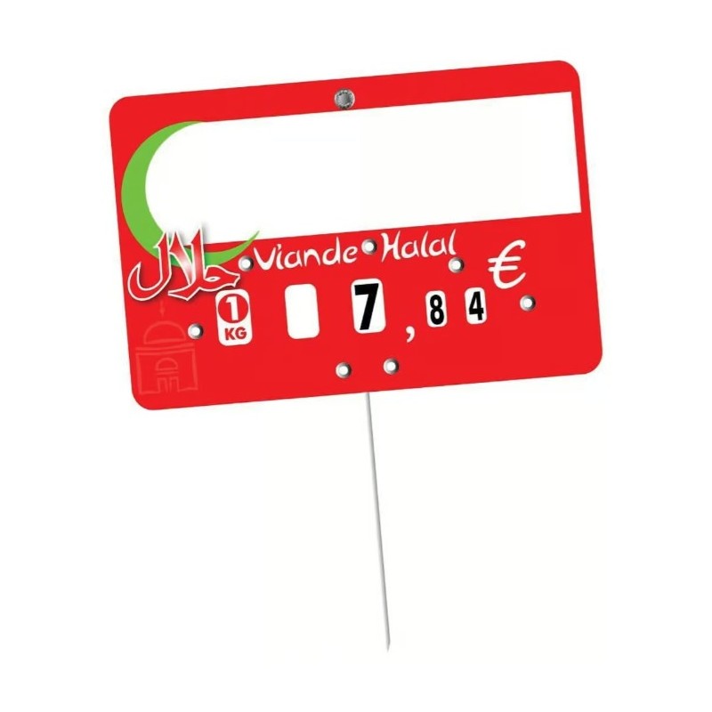 Paq.10 Etiq. 10,5x7cm Halal neutre, à roulettes, pique inox