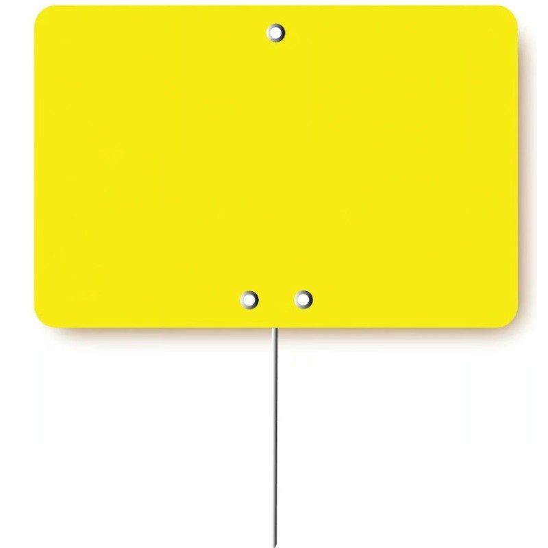 ÉTIQUETTE 80x60 mm fluo jaune, sans roulettes, pique inox (lot de 10)