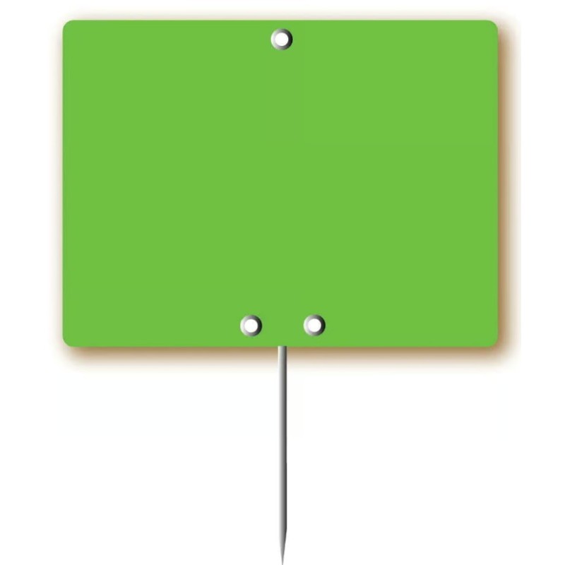 ÉTIQUETTE 100x70 mm fluo vert, sans roulettes, pique inox (lot de 10)