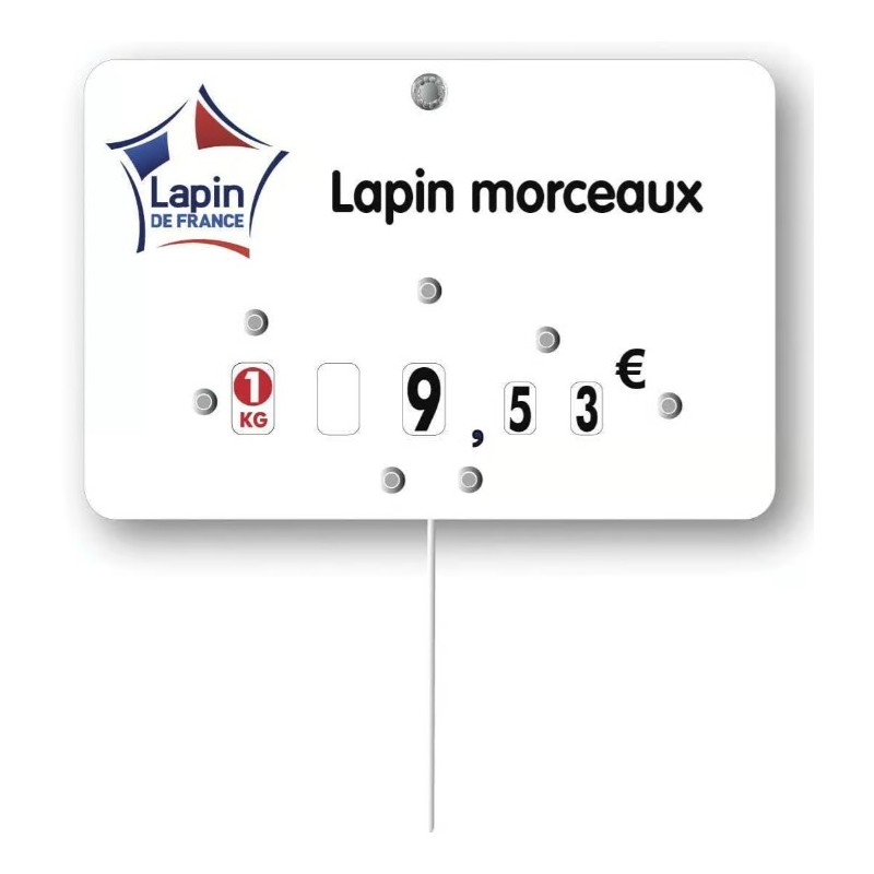 ETIQUETTE LAPIN DE FRANCE 120x80 mm – à texte, roulettes, pique inox