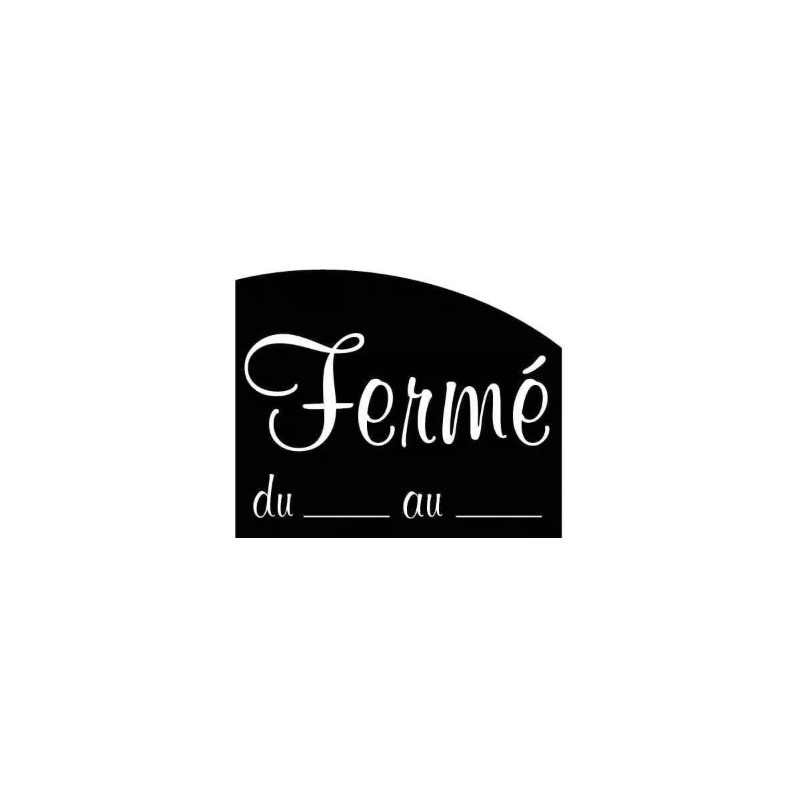 PANNEAU 150x120 mm – Fermé du… au…, blanc/noir, fil nylon