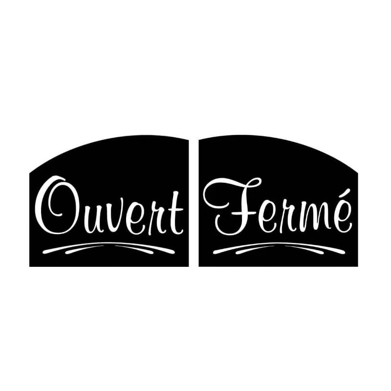 PANNEAU 150x120 mm – Ouvert/Fermé blanc/noir, fil nylon