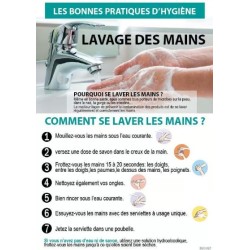 PANCARTE 210x300 mm – Lavage des mains, 2 bandes adhésif double face