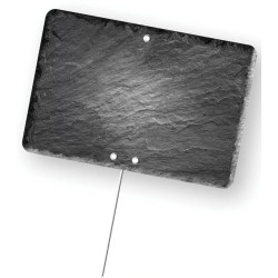 ETIQUETTE 150x100 mm – Schiste neutre, sans roulettes, pique inox (lo