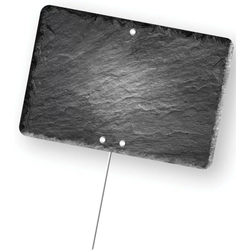 ETIQUETTE 240x160 mm – Schiste neutre, sans roulettes, pique inox (lo