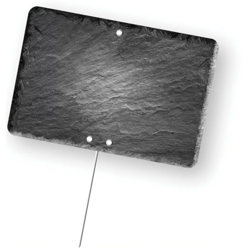 ETIQUETTE 120x80 mm – Schiste neutre, sans roulettes, pique inox (lot