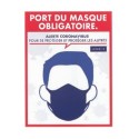 AFFICHE ADHESIVE - port du masque obligatoire - 20 x 15 cm