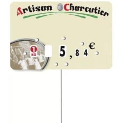 ÉTIQUETTE 105x70 mm Marius Charcutier neutre, à roulettes, pique inox