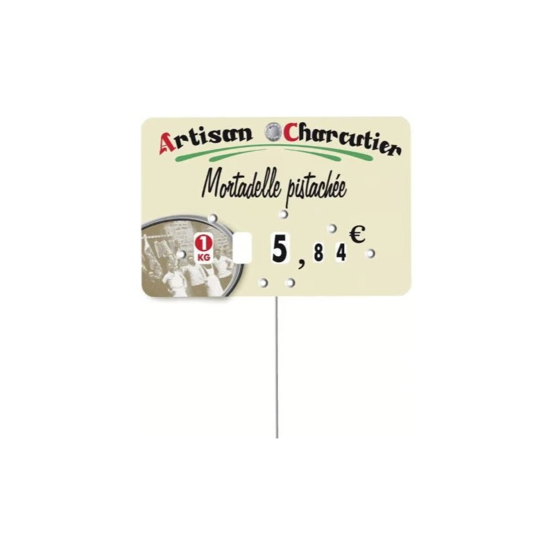 ÉTIQUETTE 105x70 mm Marius Charcutier à texte, à roulettes, pique ino