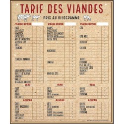TARIF 700x840 mm Boucherie Deluxe VBVA en plexiglass 4 mm + cordelett