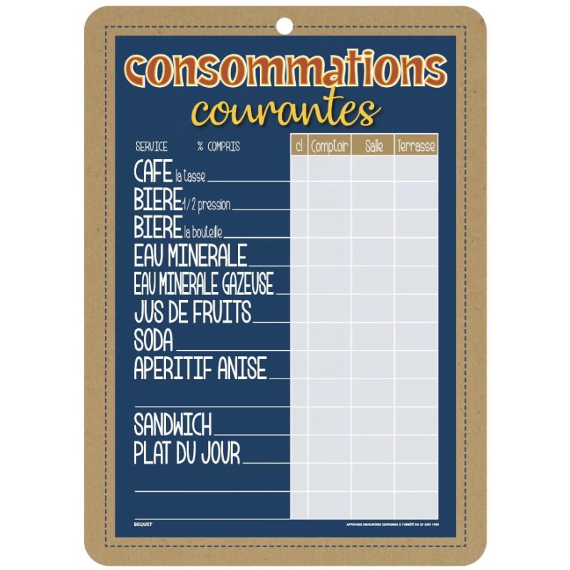 TARIFS CONSO. COURANTES 500x700 mm Be Kraft, carton alvéolé 10 mm