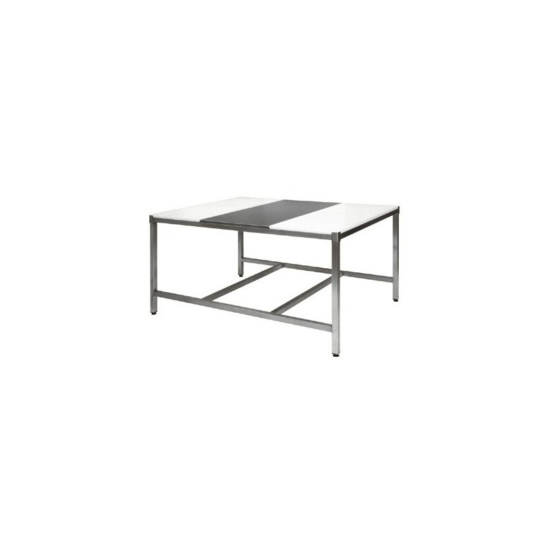 TABLE DE DECOUPE MIXTE FACE A FACE 2000X1000 - alèze inox centrale