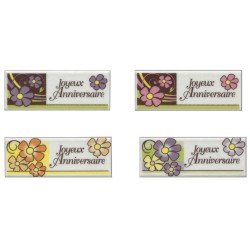 DECOR SUCRE - PLAQUETTE JOYEUX ANNIVERSAIRE - 85x33 mm (x24)