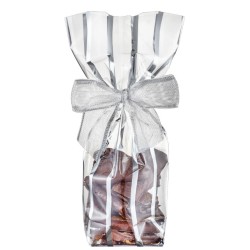 EMBALLAGE SAC TRANSPARENT BANDES ARGENT
