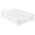 CAISSE AJOUREE FOND + PAROIS - PIEDS EMB. 22 L - 590X385X120 - BLANC