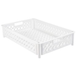 CAISSE AJOUREE FOND + PAROIS - PIEDS EMB. 22 L - 590X385X120 - BLANC