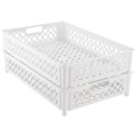 CAISSE AJOUREE FOND + PAROIS - PIEDS EMB. 22 L - 590X385X120 - BLANC