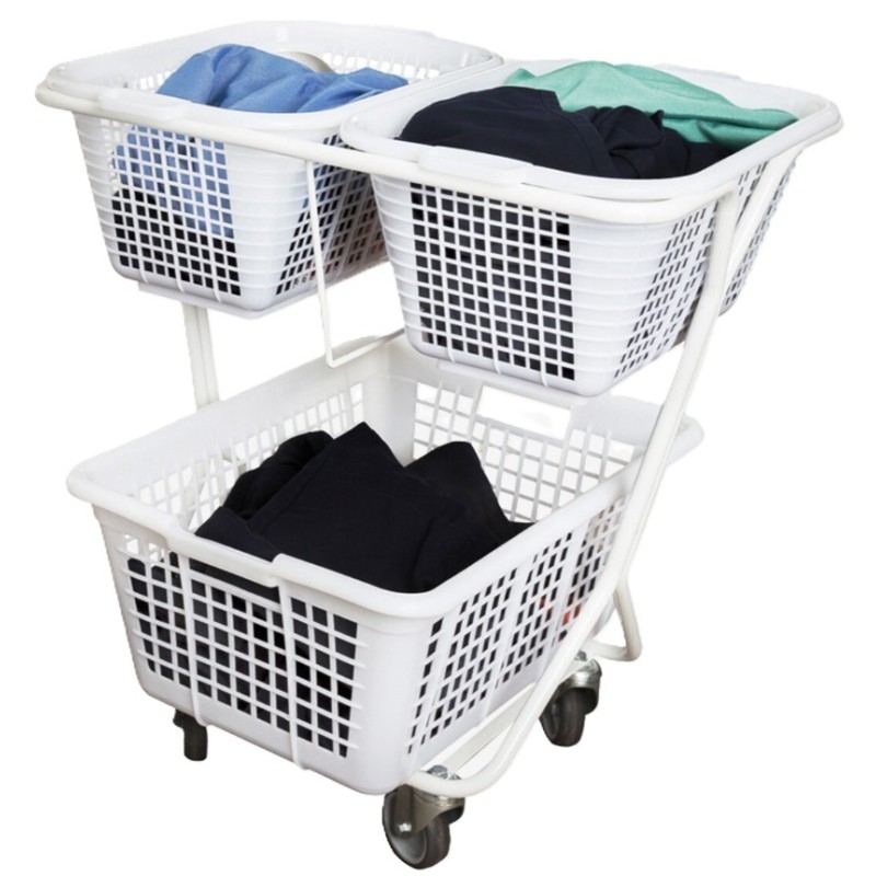 CHARIOT EN ACIER EPOXY POUR CORBEILLE A LINGE