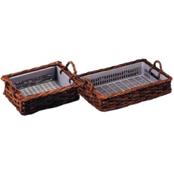 PANIERE OSIER COQUILLAGES SUR BAC PLASTIQUE