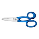 CISEAUX POISSON LAME INOX CRANTEE - POIGNEE PLASTIQUE BLEU - 220