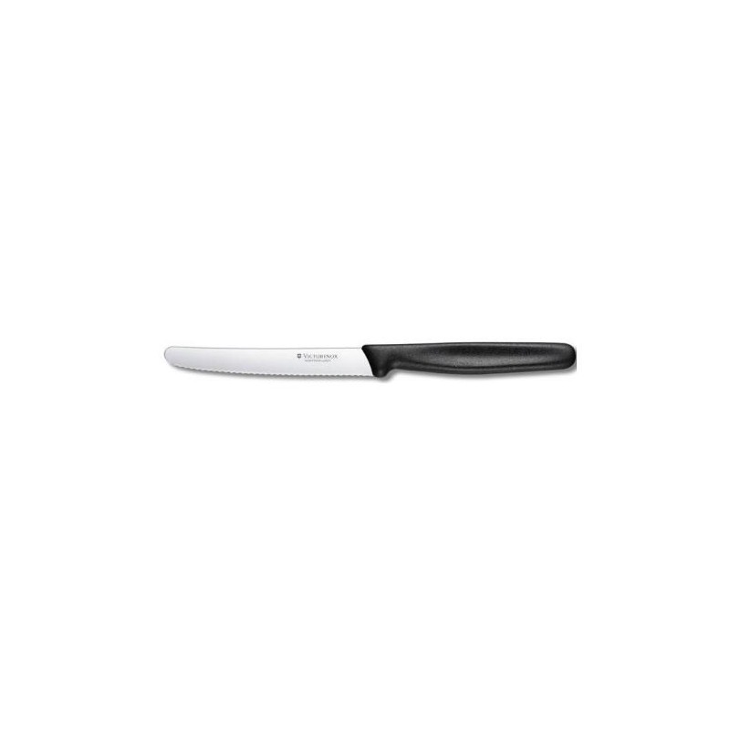 COUTEAU A TOMATES/STEAK -110 - NOIR - bout rond - denté (bte 20) vict