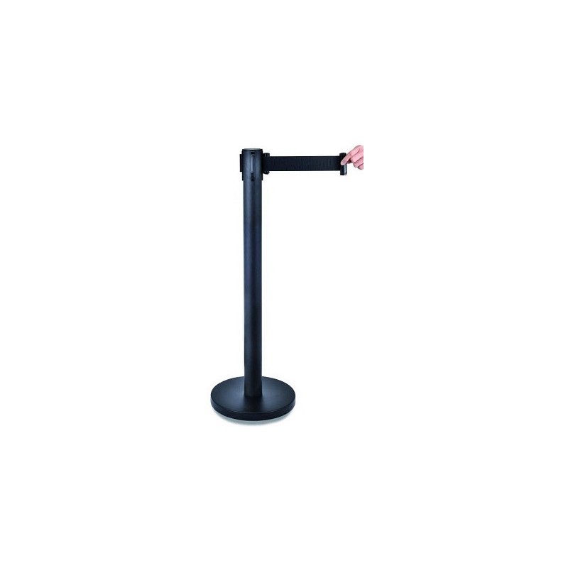POTEAU DE GUIDAGE NOIR HT 90 cm - enrouleur noir Lg 2 m