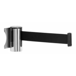 ENROULEUR GUIDAGE chromé FIXATION MURALE ruban noir - 2 mètres
