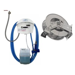 CENTRALE DE DESINFECTION + ENROULEUR AUTO INOX TUYAU DE 20 M