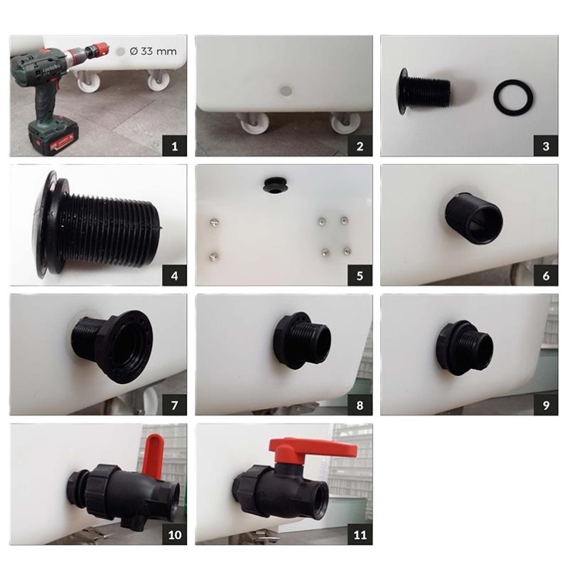 VANNE 70 L/min AVEC RACCORD POUR BACS GRANDS VOLUMES 310 L à 500 L
