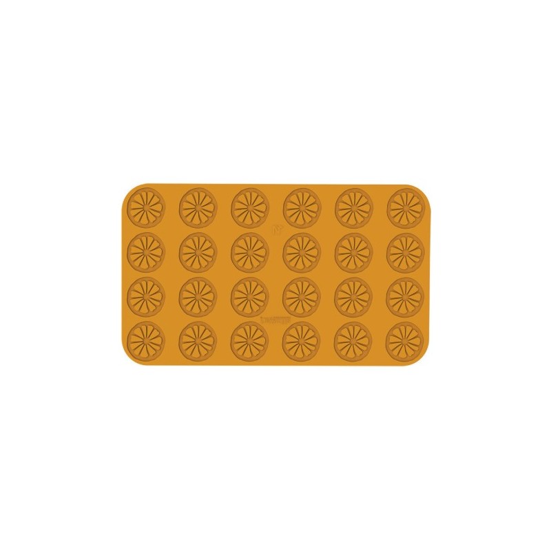 PLAQUE SILICONE 470X270 - 24 décor ronds agrumes Ø 60xht2 mm