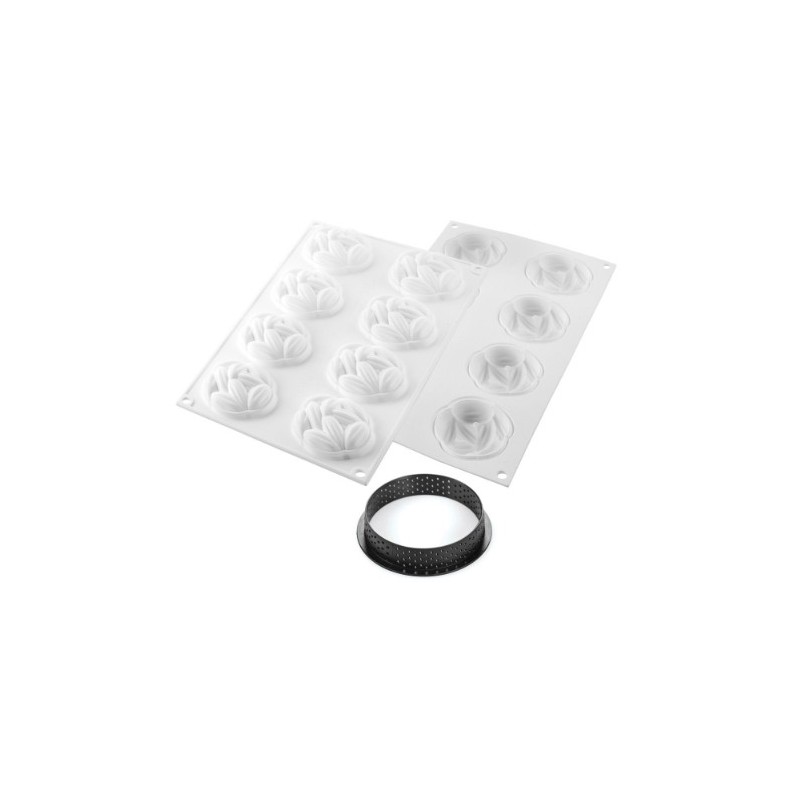 KIT PLAQUE SILICONE - 8 tartelettes cocoa Ø 70xht20 mm - 36ml
