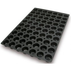 PLAQUE SILICONE 600X400 - 70 mini muffins Ø 45xht30 mm - 40ml
