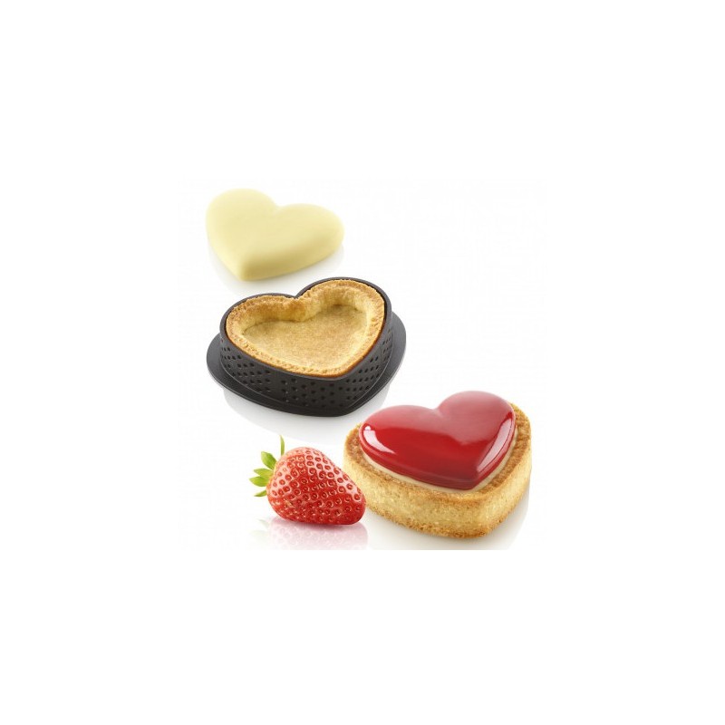 KIT PLAQUE SILICONE - 8 tartelettes cœur 80x70xht20 mm - 30ml