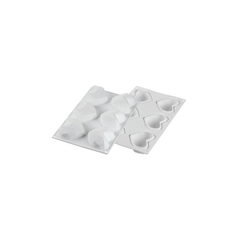 PLAQUE SILICONE 300X175 - 6 cœurs origami 82.6x74xht35 mm - 110ml