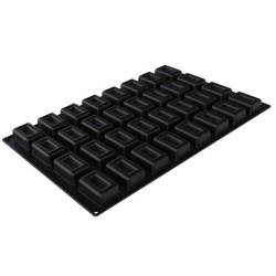 PLAQUE SILICONE 600X400 - 32 savarins rectangles 78x51xht28 mm - 90ml