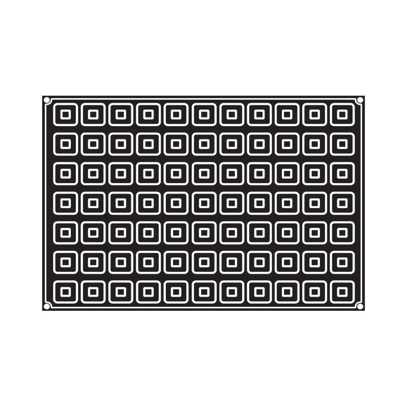 PLAQUE SILICONE 600X400 - 77 mini savarins carrés 38x38xht13.5 mm - 1