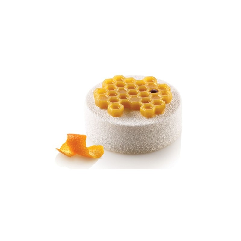 PLAQUE SILICONE 300X175 - 6 décors miel Ø 75xht8 mm - 18ml