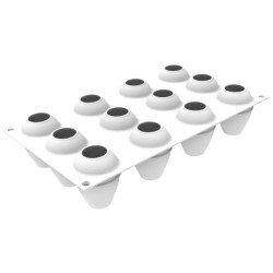 PLAQUE SILICONE 300X175 - 12 œufs Ø 46xht63 mm - 70ml