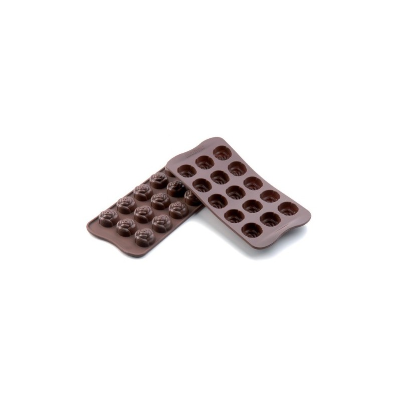 PLAQUE SILICONE CHOCOLAT - 15 roses Ø 28xht18 mm - 7ml