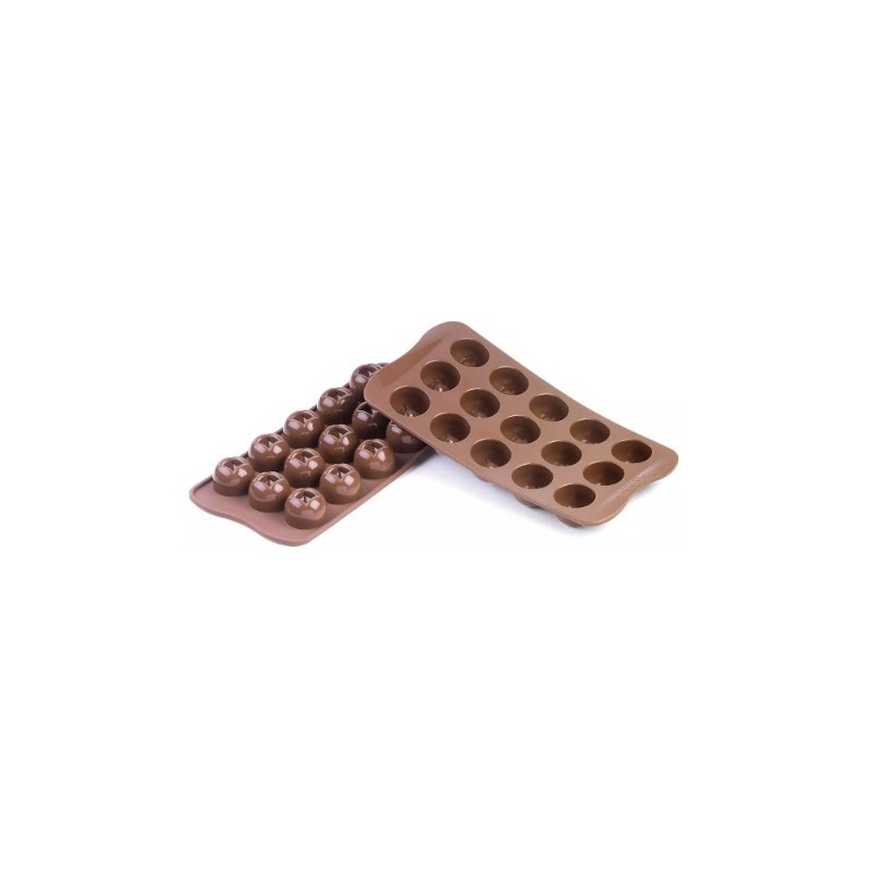 PLAQUE SILICONE CHOCOLAT - 15 boules Ø 28xht20 mm - 10ml