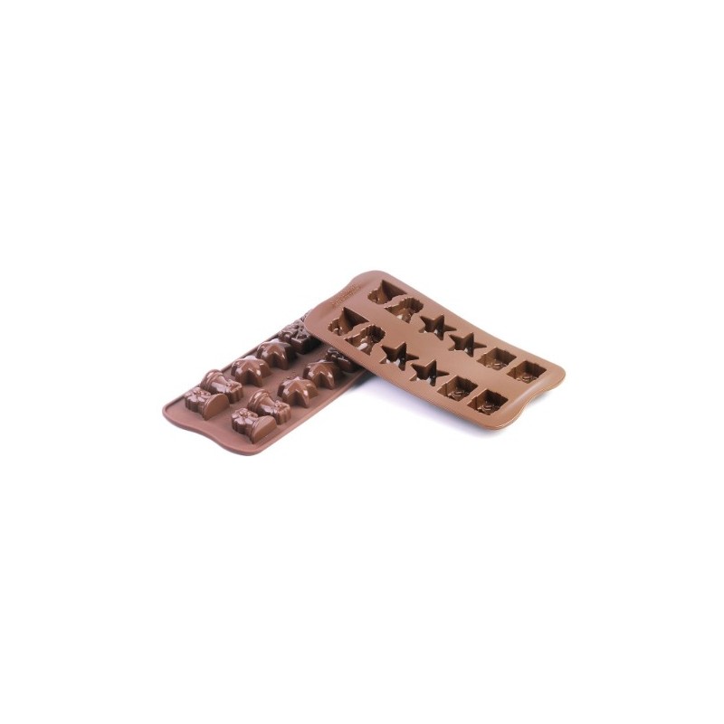 PLAQUE SILICONE CHOCOLAT - 12 sujets noël 34x34xht18.5 mm - 7ml