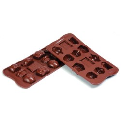 PLAQUE SILICONE CHOCOLAT - 12 sujets "tea time" 43.6x29xht15 mm